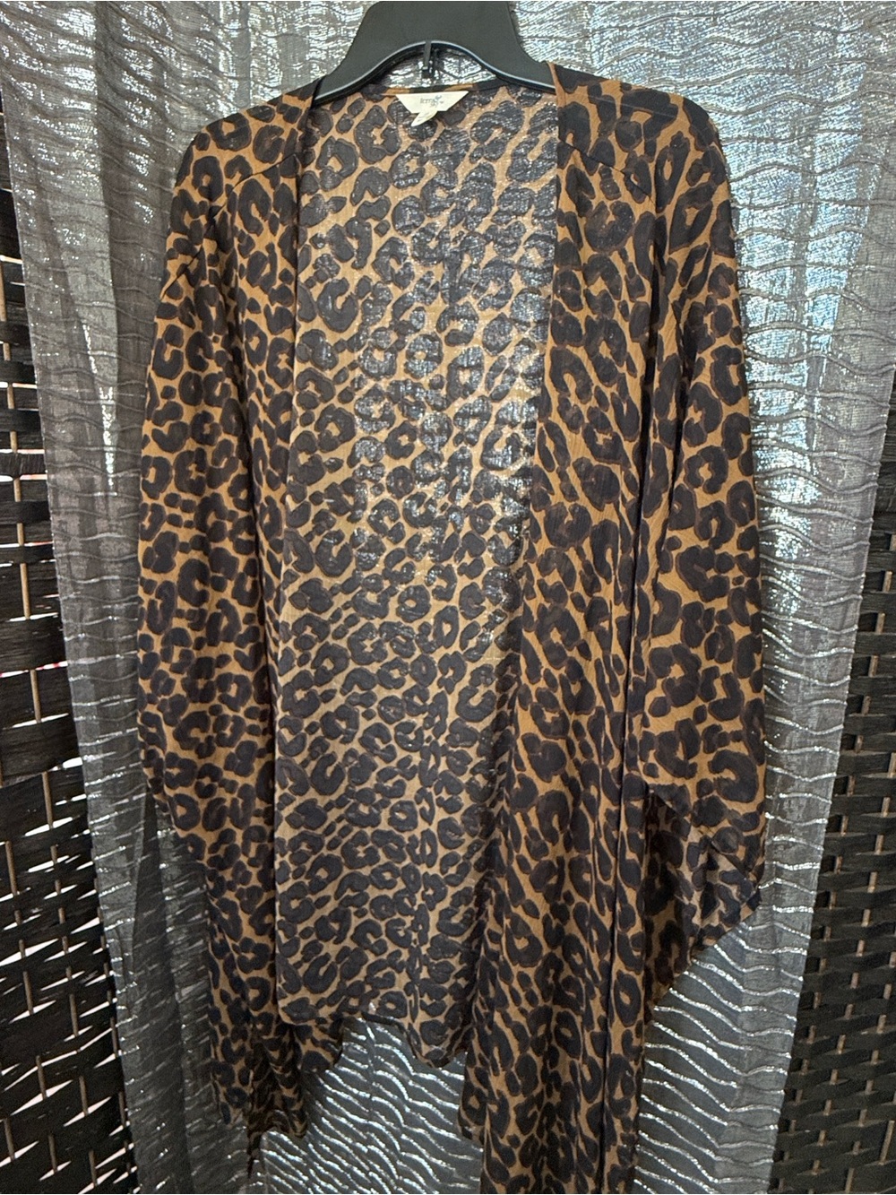 Terra & Sky Leopard Print Open Front Cape, Bohemian Chic, Mob Wife